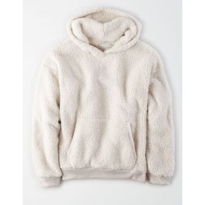 American Eagle Fuzzy Sherpa Pullover hoodie cream